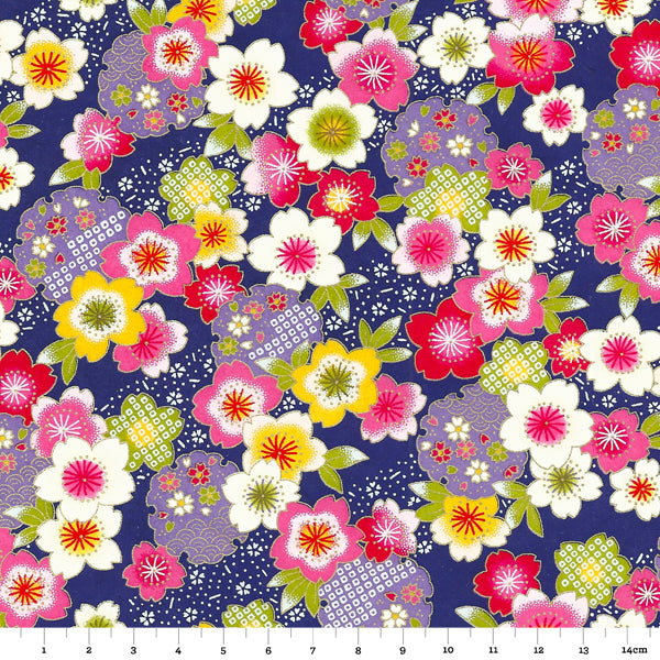 Papier Japonais - Fleurs de cerisier multicolore - M367-Papier japonais-AdelineKlam