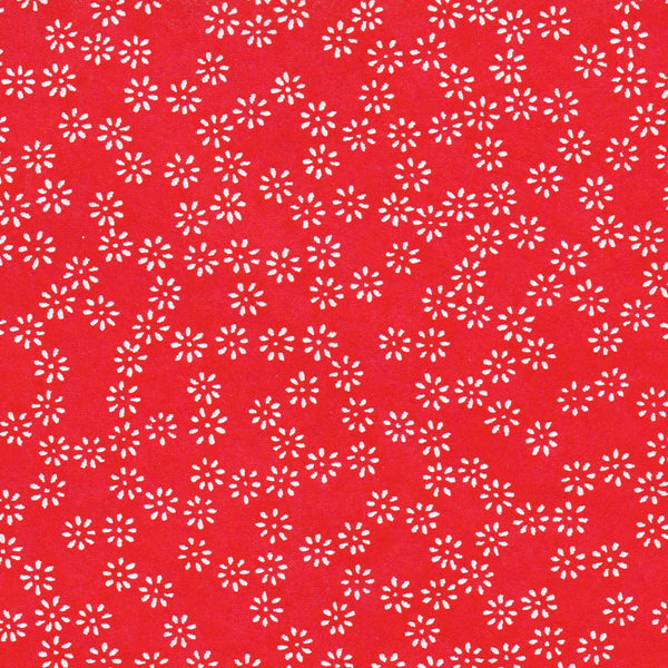 Papier Japonais - Petites fleurs blanches sur fond rouge - M374-Papier japonais-AdelineKlam