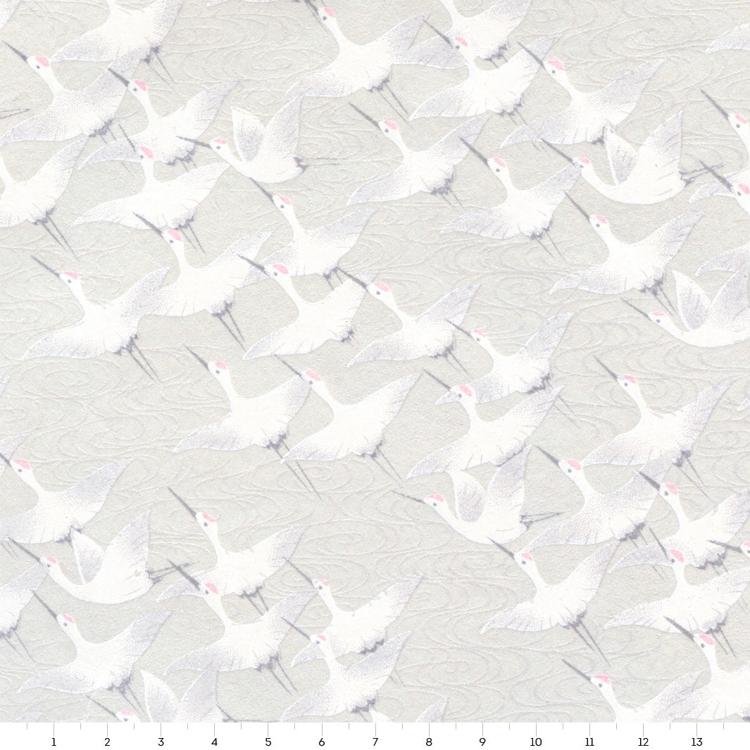 Japanese Paper - Flight of Cranes - Pearly Light Gray - M387