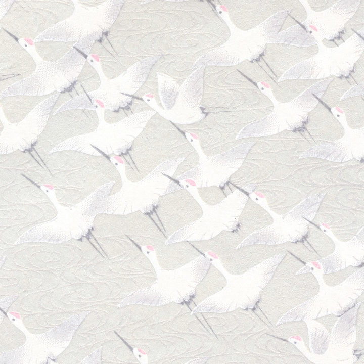 Japanese Paper - Flight of Cranes - Pearly Light Gray - M387