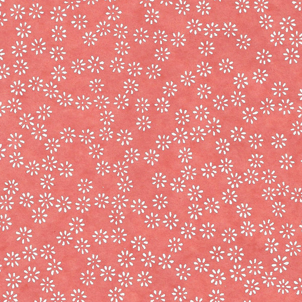 Papier Japonais - Petites fleurs, blanc sur fond rose - M392-Papier japonais-AdelineKlam