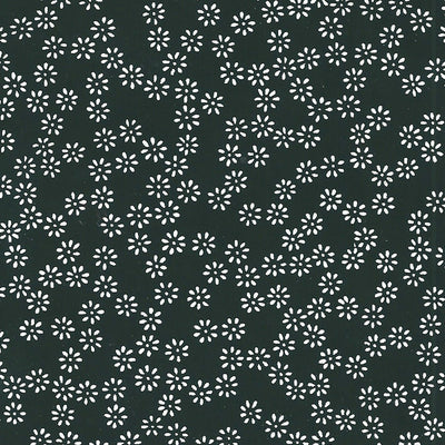 Papier Japonais - Petites fleurs, blanc sur fond noir - M394-Papier japonais-AdelineKlam