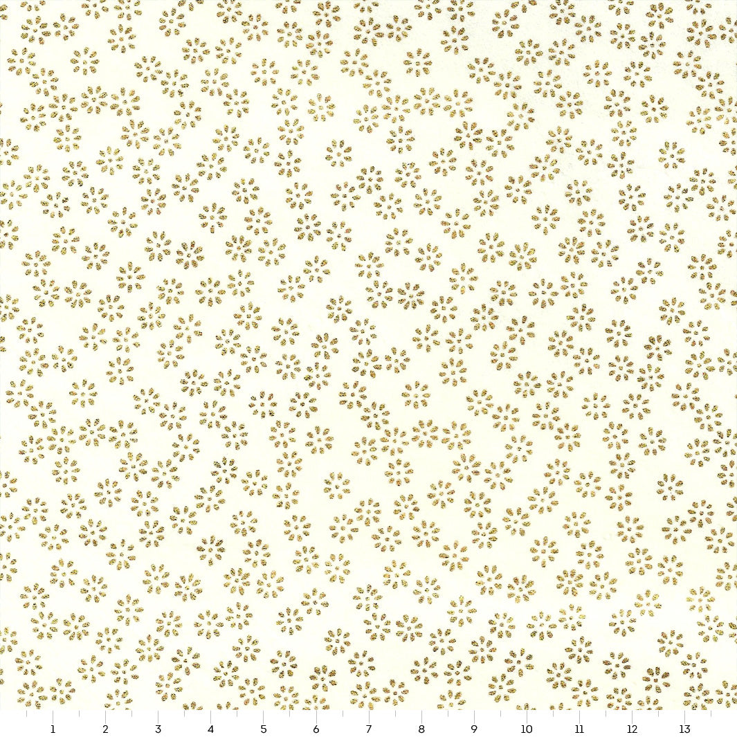 Japanese Paper - Semi Flowers - Cream and Gold - M435