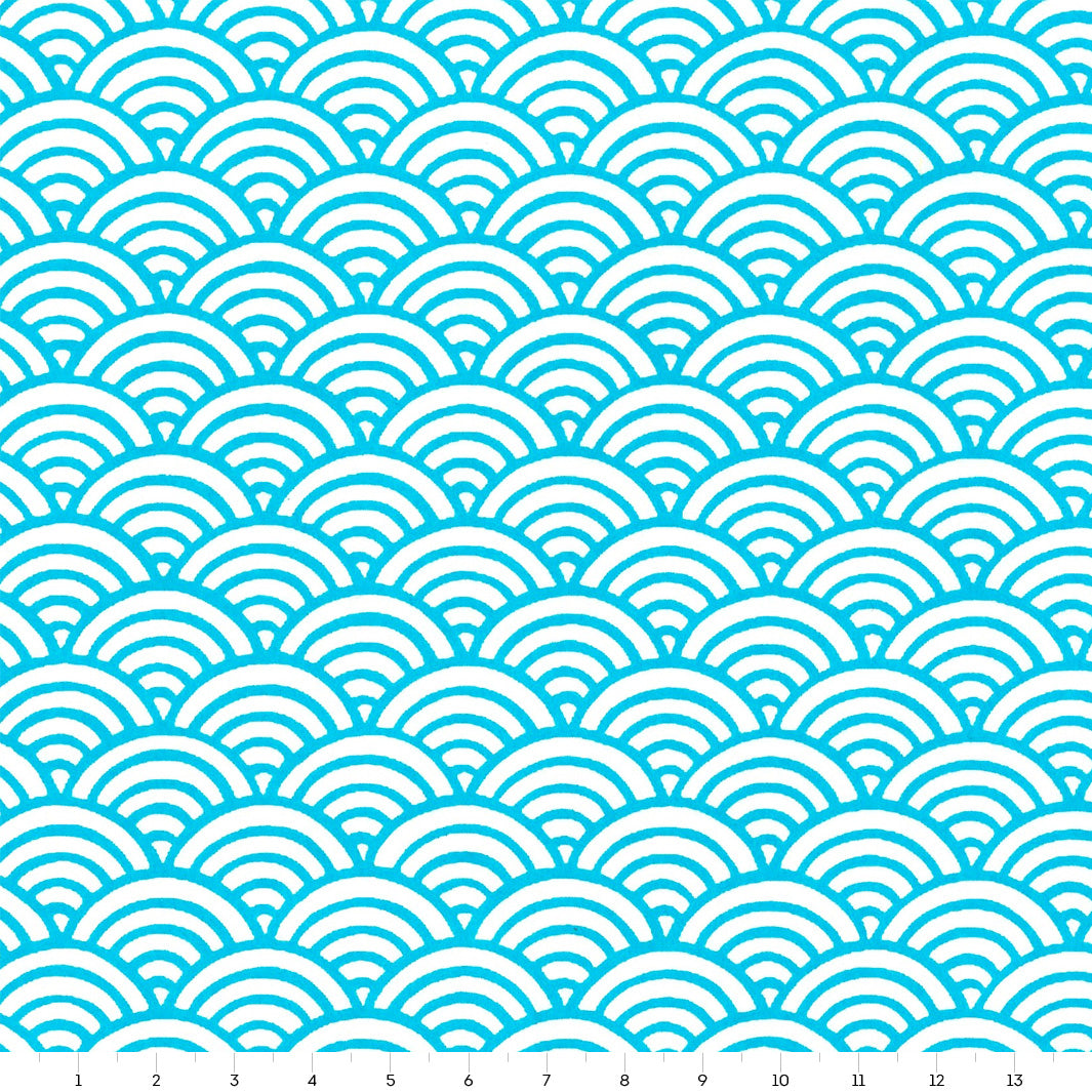 Papier Japonais - Grandes Vagues - Bleu Turquoise - M437