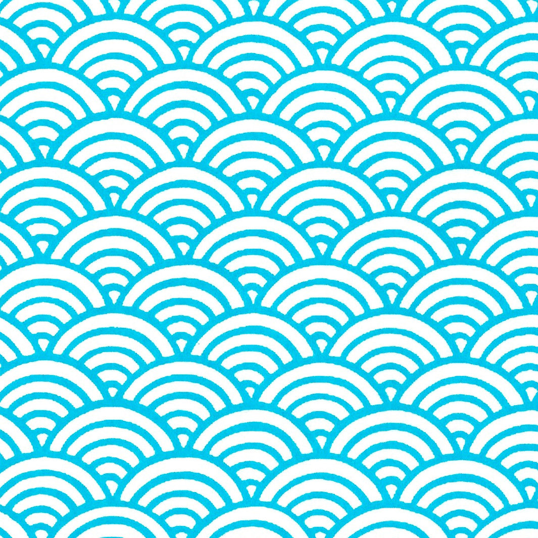 Papier Japonais - Grandes Vagues - Bleu Turquoise - M437