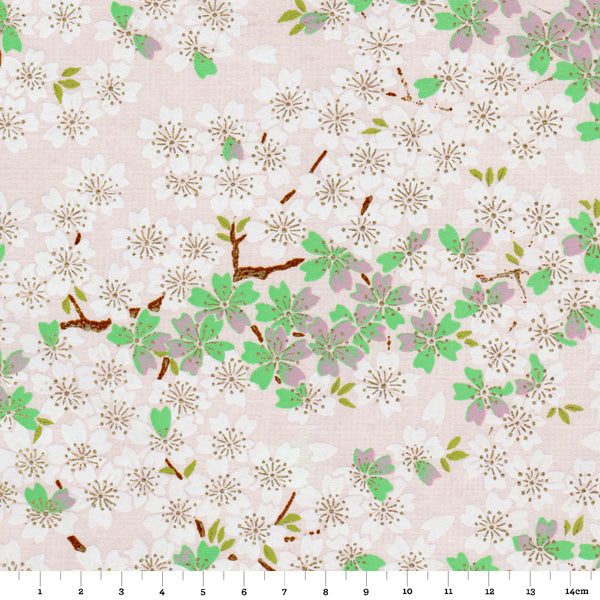 Papier Japonais - fleurs de cerisier - Rose - M445-Papier japonais-AdelineKlam