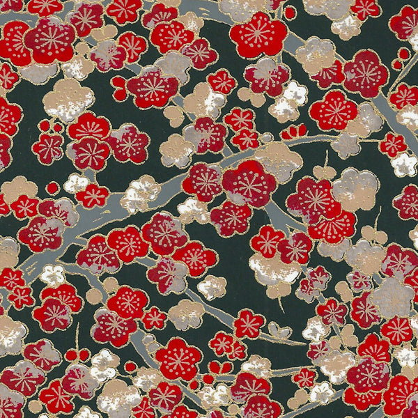 Papier Japonais - Fleurs de prunier - Noir - M447-Papier japonais-AdelineKlam