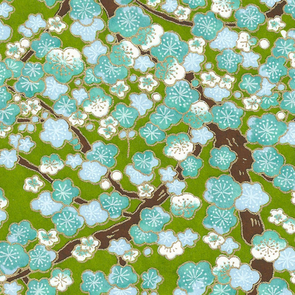 Tea box - Plum blossoms - Blue and Green - M449