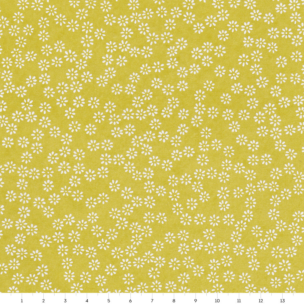 Japanese Paper - Semi Flowers - Acid Green and White - M479