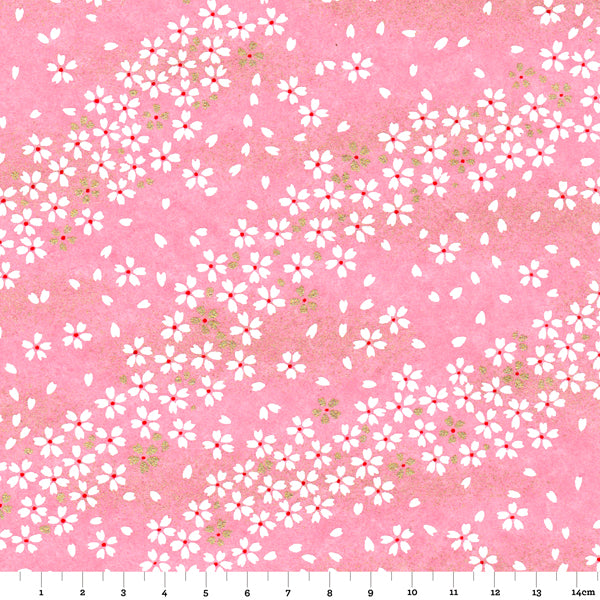 Papier Japonais - Fleurs au Vent - Rose - M497-Papier japonais-AdelineKlam