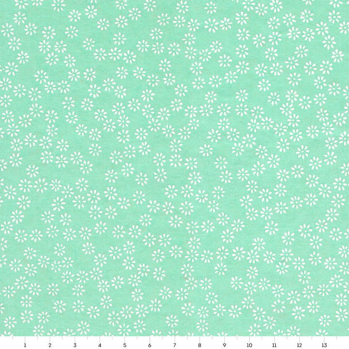 Japanese Paper - Semi Flowers - Water Green and White - M505