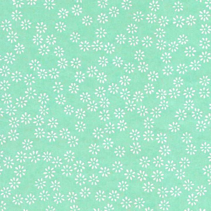 Japanese Paper - Semi Flowers - Water Green and White - M505