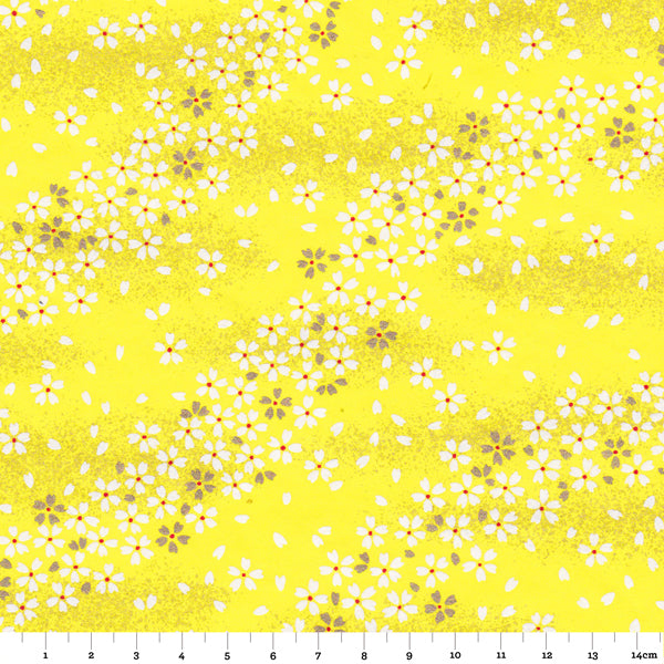 Papier Japonais - petites fleurs - Jaune - M516-Papier japonais-AdelineKlam