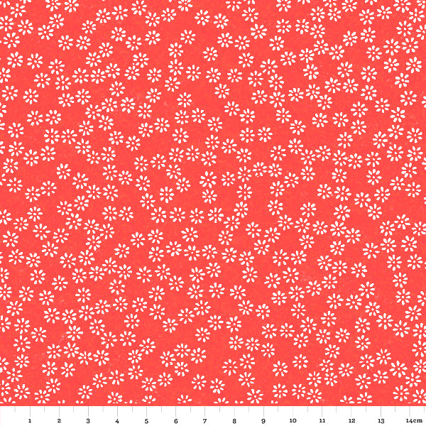 Papier Japonais - Semi de Fleurs - Rouge Orangé et Blanc - M532