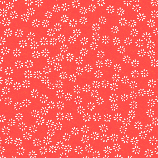 Papier Japonais - Semi de Fleurs - Rouge Orangé et Blanc - M532