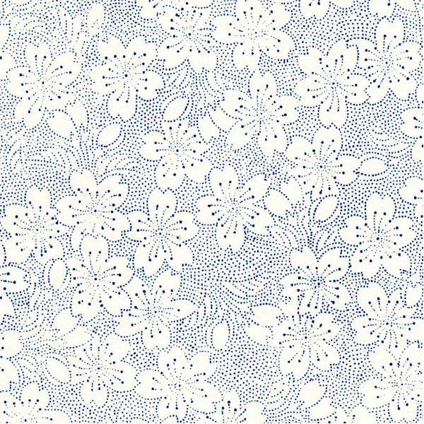 Papier Japonais - Fleurs pointillés - Bleu - M591-Papier japonais-AdelineKlam