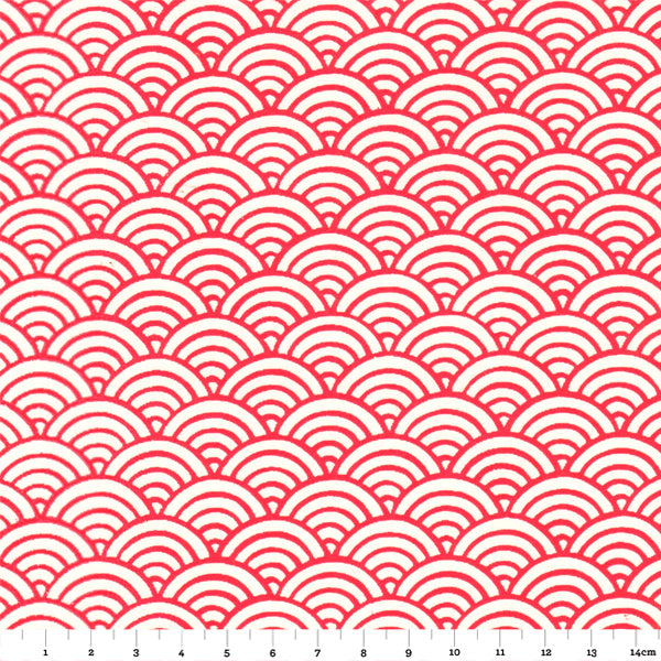 Papier Japonais - Grandes vagues - Rouge - M612-Papier japonais-AdelineKlam