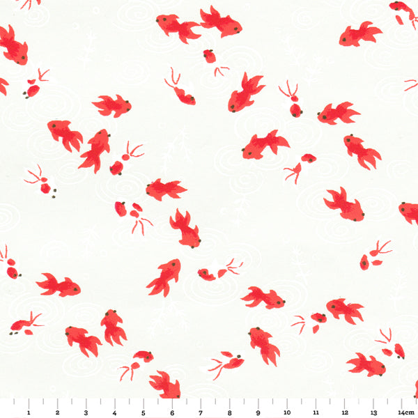 Papier Japonais - Poissons - Nacré blanc - M613-Papier japonais-AdelineKlam