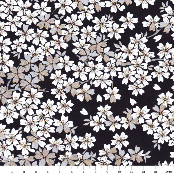 Papier Japonais - Fleurs de cerisier - noir - M616-Papier japonais-AdelineKlam