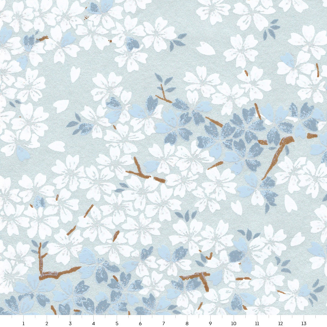 Japanese Paper - Cherry Blossoms - Pearly Blue - M618