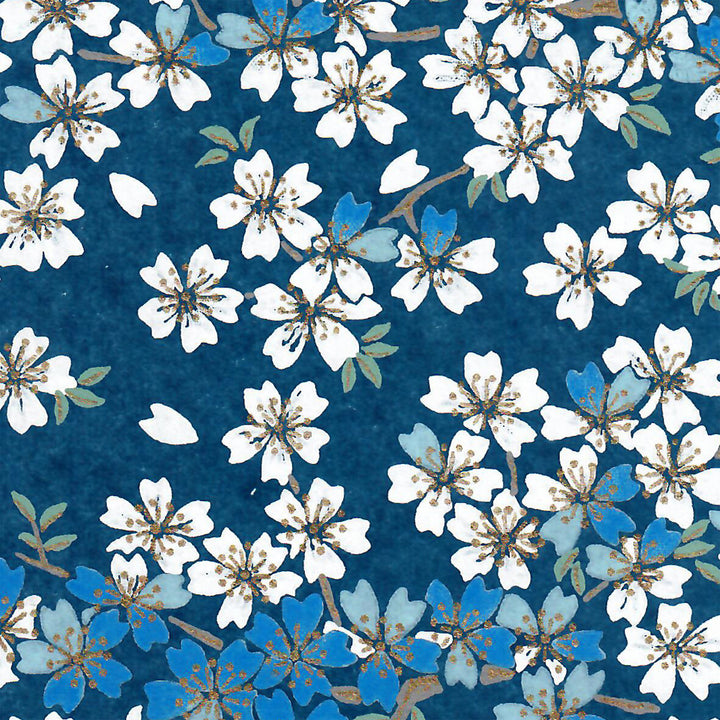 Japanese Paper - Cherry Blossoms - Navy Blue - M619 