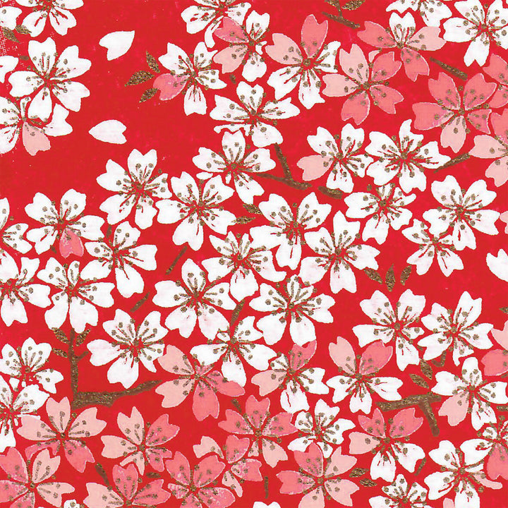 Carnet Papier Japonais - Fleurs de Cerisier - Rouge - M623