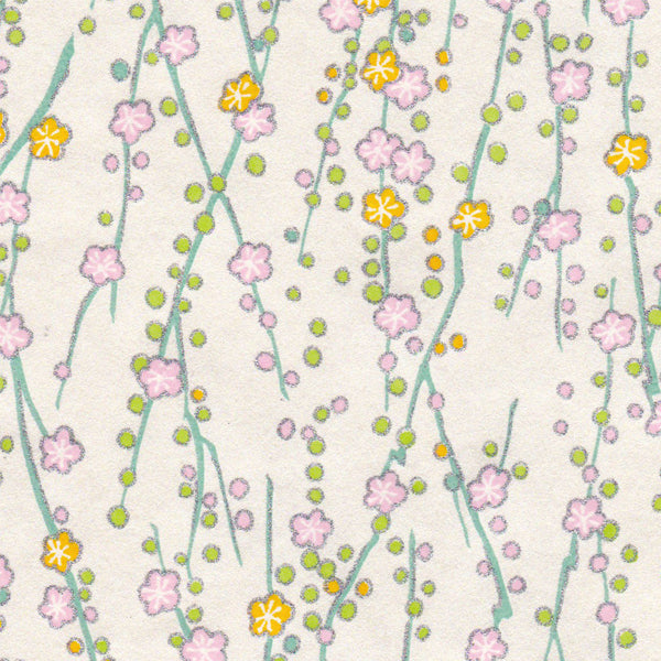 Applique murale japonaise - Branches en fleurs multicolores - M639