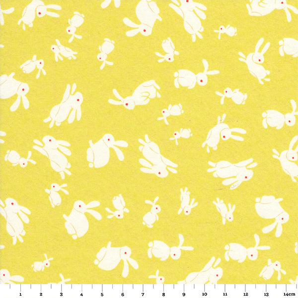 Papier Japonais - Lapins - Jaune acidulé - M650-Papier japonais-AdelineKlam