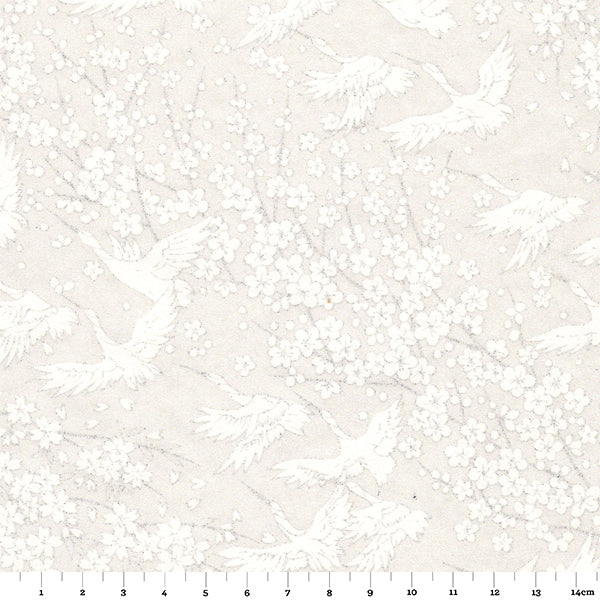 Papier Japonais - Grue - Nacré blanc - M676-Papier japonais-AdelineKlam