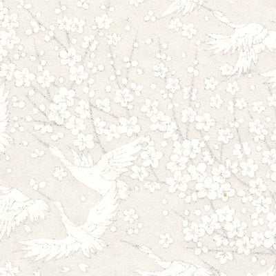 Papier Japonais - Grue - Nacré blanc - M676-Papier japonais-AdelineKlam