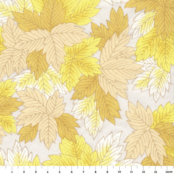 Papier Japonais - Feuillages - Beige, Jaune et Moutarde - M681-Papier japonais-AdelineKlam