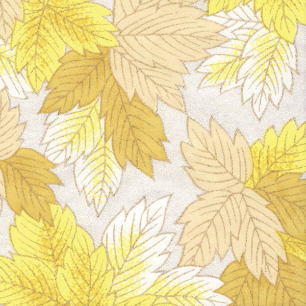 Papier Japonais - Feuillages - Beige, Jaune et Moutarde - M681-Papier japonais-AdelineKlam