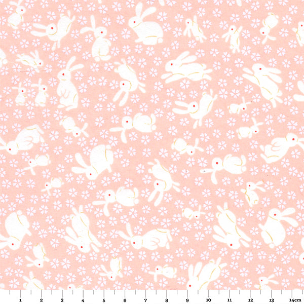 Papier Japonais - Lapins - Rose pâle - M702-Papier japonais-AdelineKlam