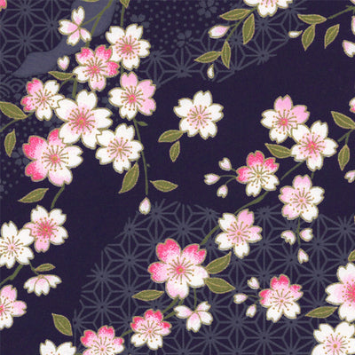 Papier Japonais - Fleurs de cerisier et Motifs variés - Violet foncé - M734-Papier japonais-AdelineKlam