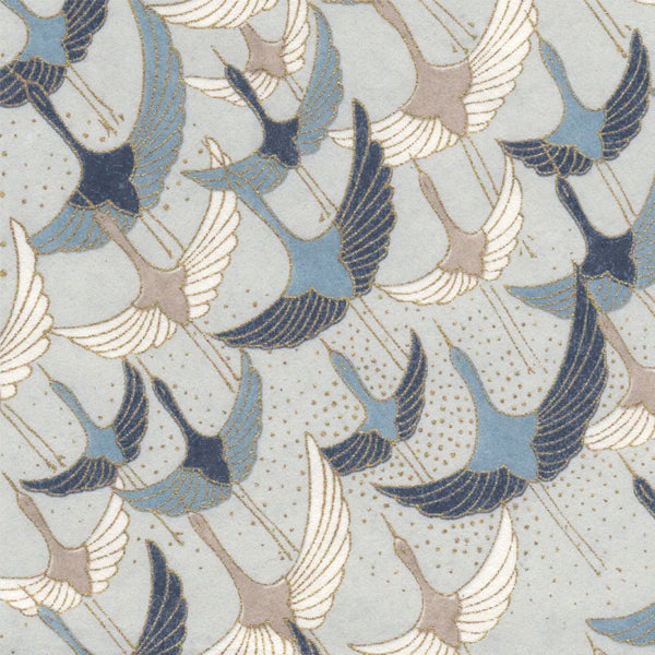 Tea box - Cranes - Blue, Beige and Gray - M753