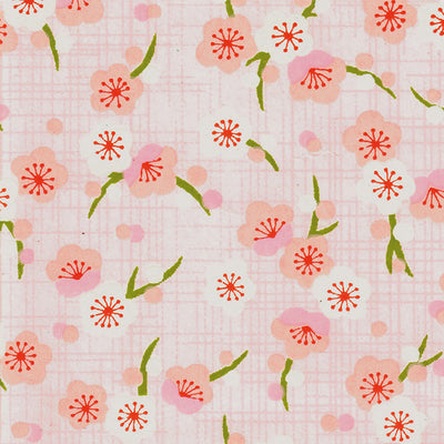 Papier Japonais - Fleurs de pruniers rétros - Rose Pâle - M797-Papier japonais-AdelineKlam