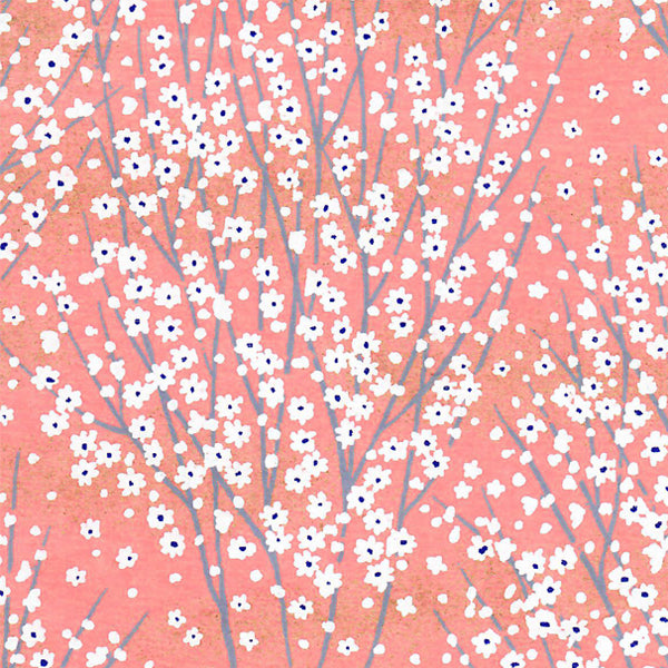 Papier Japonais - Champs de Fleurs - Corail Clair - M810-Papier japonais-AdelineKlam