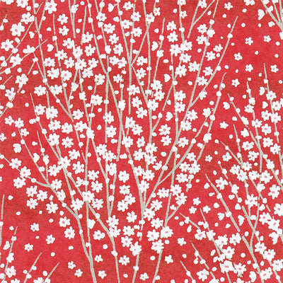 Papier Japonais - Champs de Fleurs -Rouge - M813-Papier japonais-AdelineKlam