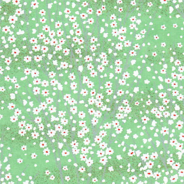 Papier Japonais - Champs de Fleurs - Vert Menthe - M815-Papier japonais-AdelineKlam