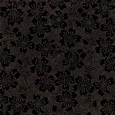 Papier Japonais - Fleurs en pointillés - Noir - M820-Papier japonais-AdelineKlam