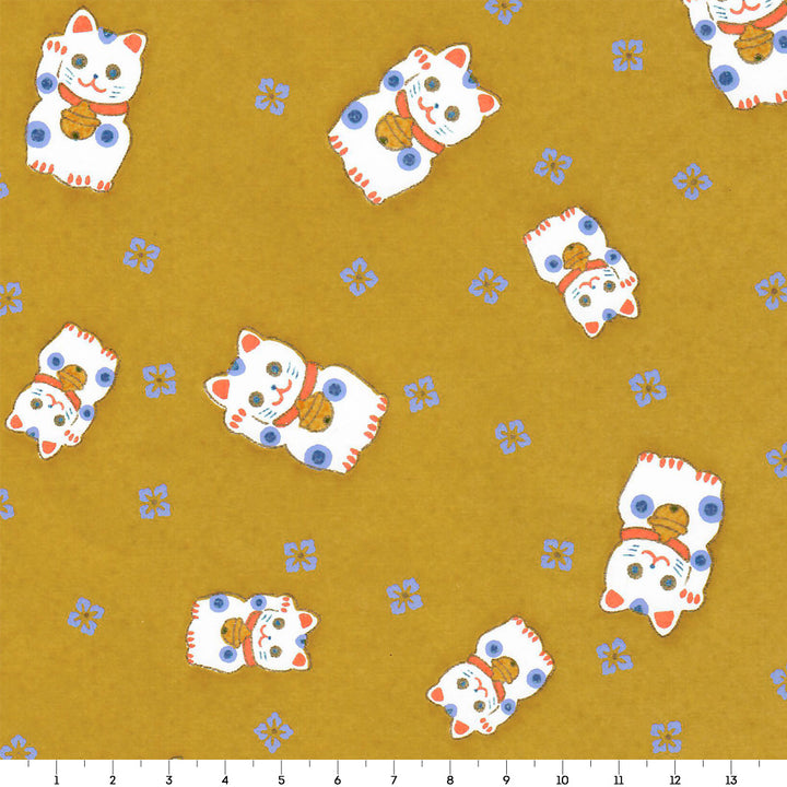 Japanese Paper - Maneki Neko - Mustard - M845