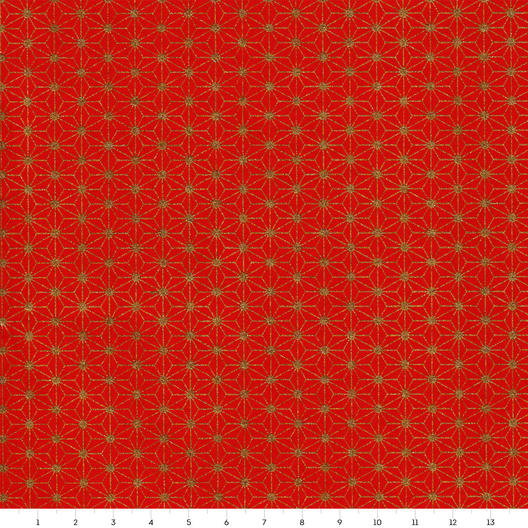 Japanese Paper - Inverted Stars - Red and Gold - M868