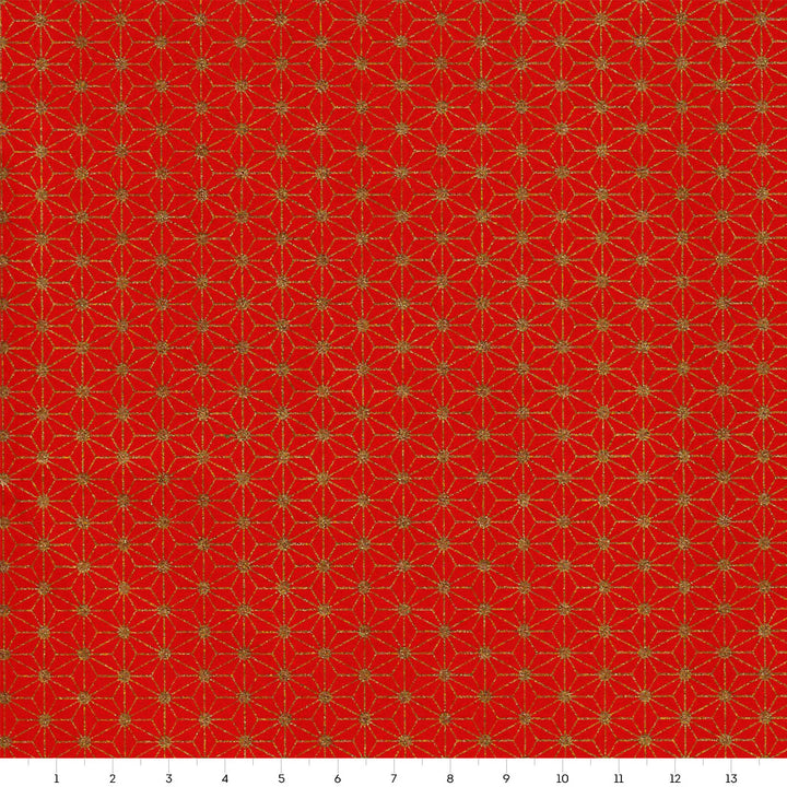 Japanese Paper - Inverted Stars - Red and Gold - M868