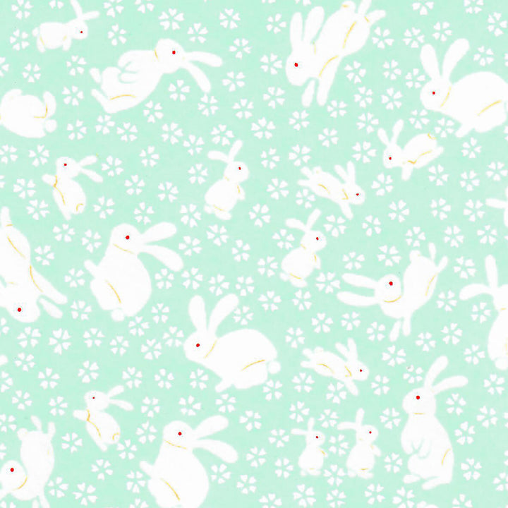 Japanese Paper - Rabbits - Light Water Green - M889 