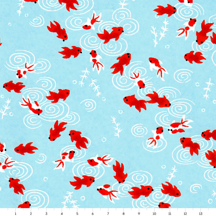 Japanese Paper - Fish - Sky Blue - M890 