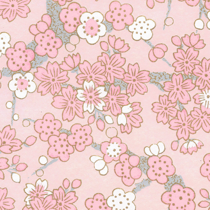 Papier Japonais - Fleurs de Cerisier et Prunier - Rose Poudré - M902