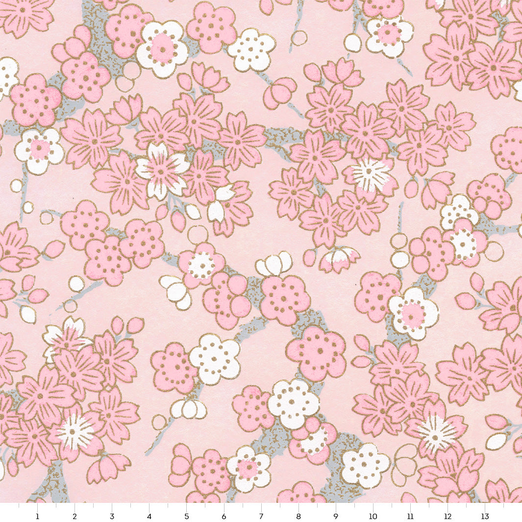 Papier Japonais - Fleurs de Cerisier et Prunier - Rose Poudré - M902