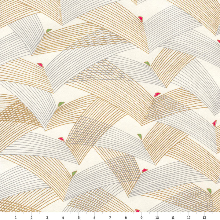 Japanese Paper - Pine Thorns - Gold, Silver and Off-White - M913 