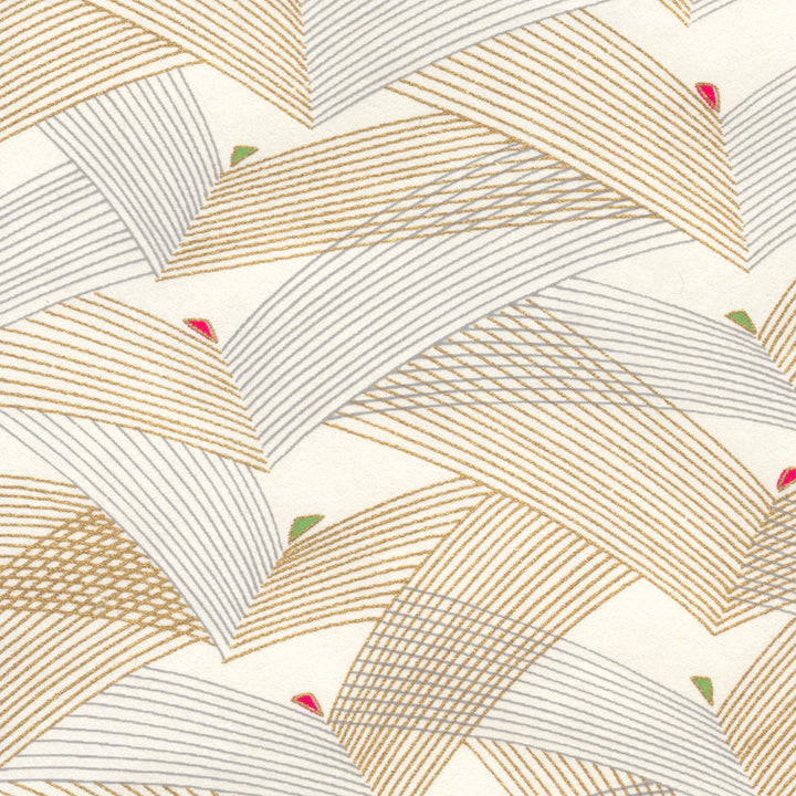 Japanese Paper - Pine Thorns - Gold, Silver and Off-White - M913 