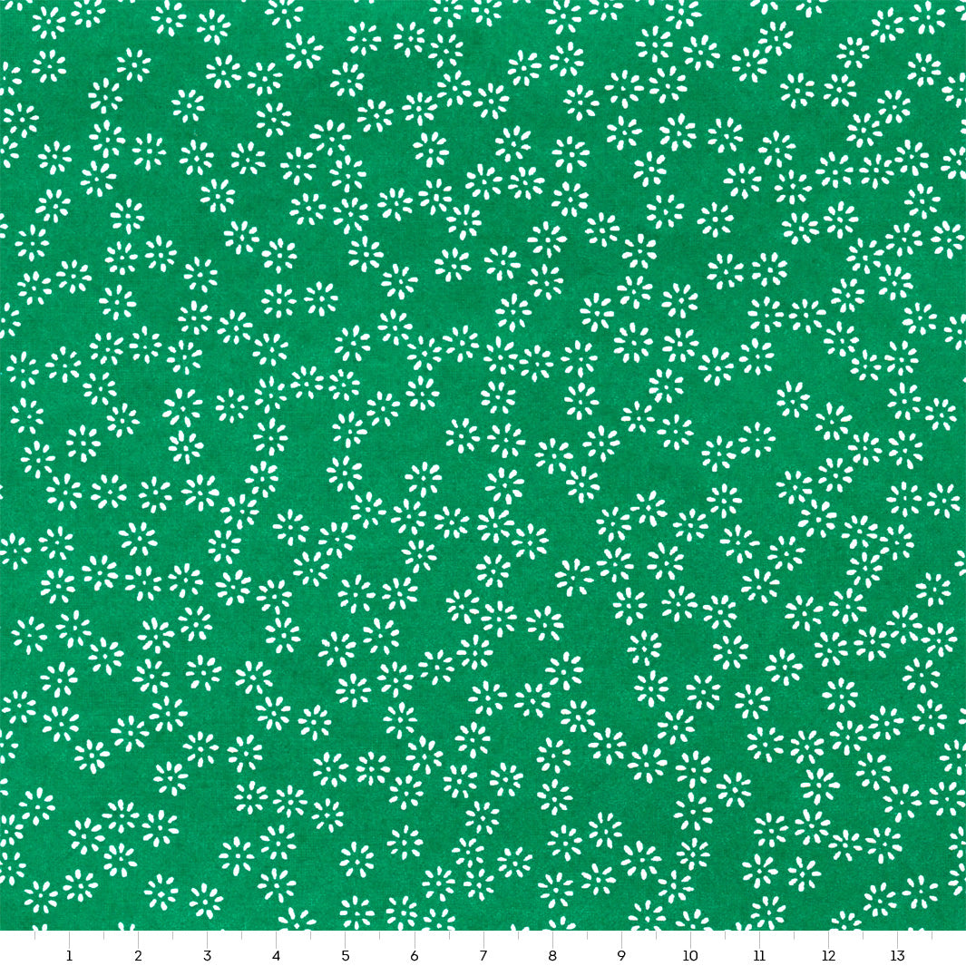 Japanese Paper - Semi Flowers - Forest Green and White - M915